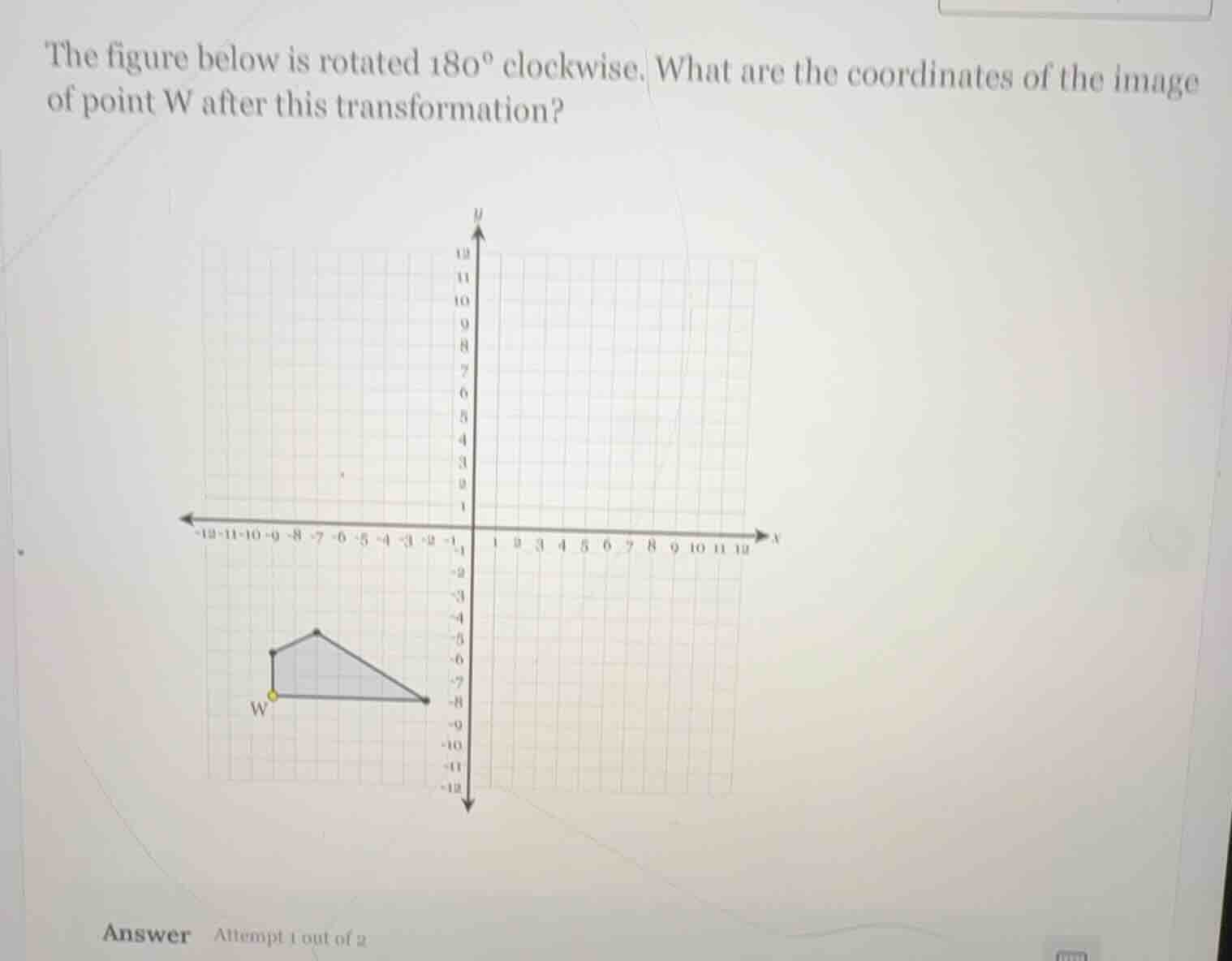 the figure below is rotated 180° clockwise. what are the coordinates of…