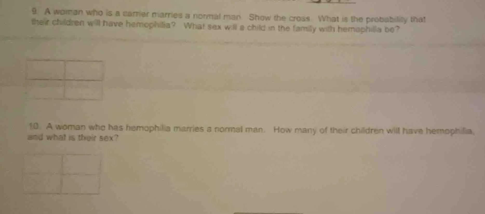 9. a woman who is a carrier marries a normal man. show the cross. what …