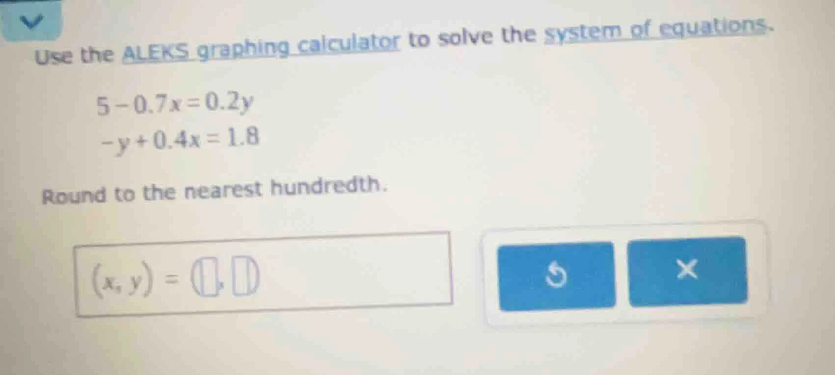 use the aleks graphing calculator to solve the system of equations. $5 …