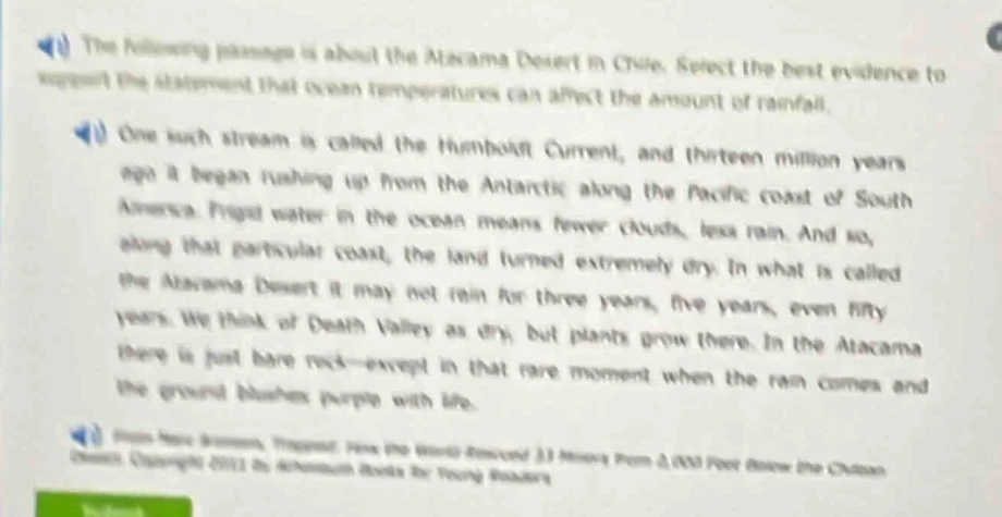 the following passage is about the atacama desert in chile. select the …