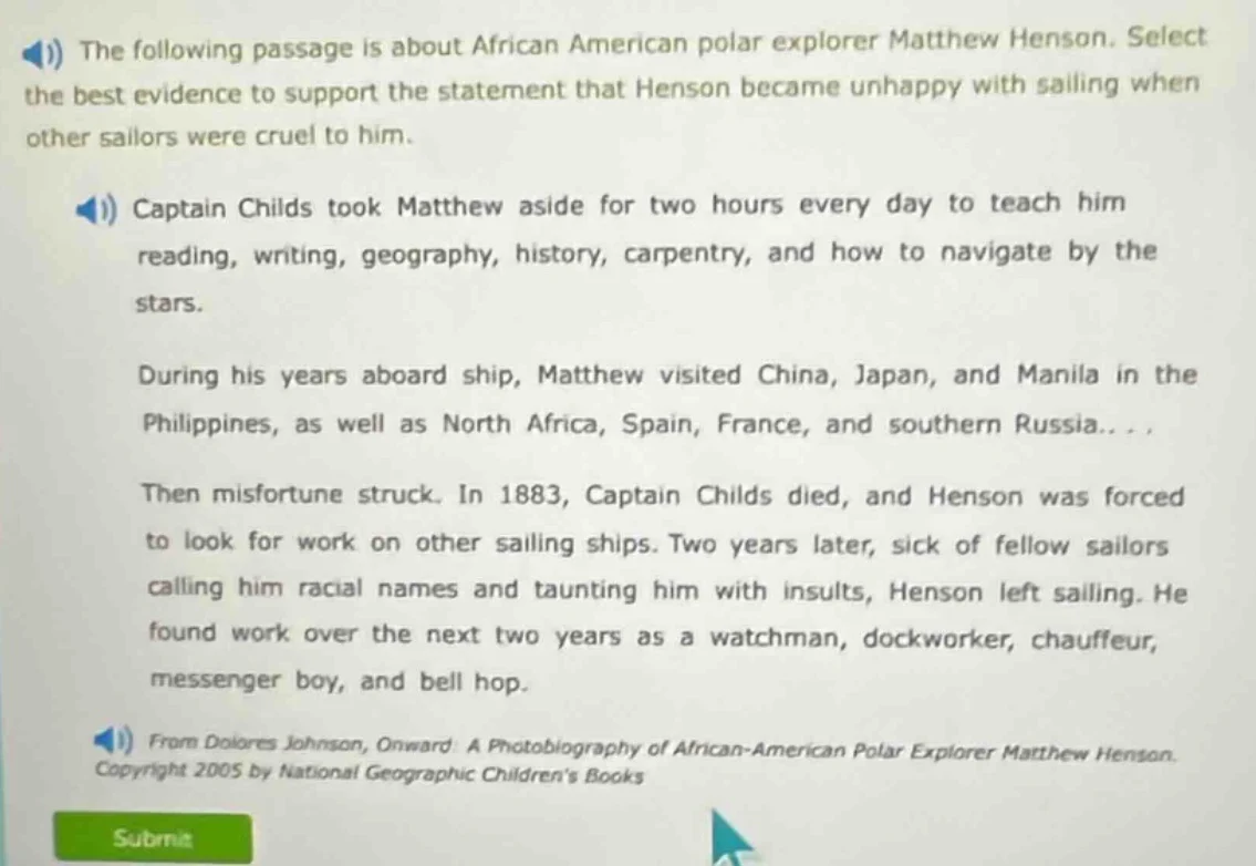 the following passage is about african american polar explorer matthew …