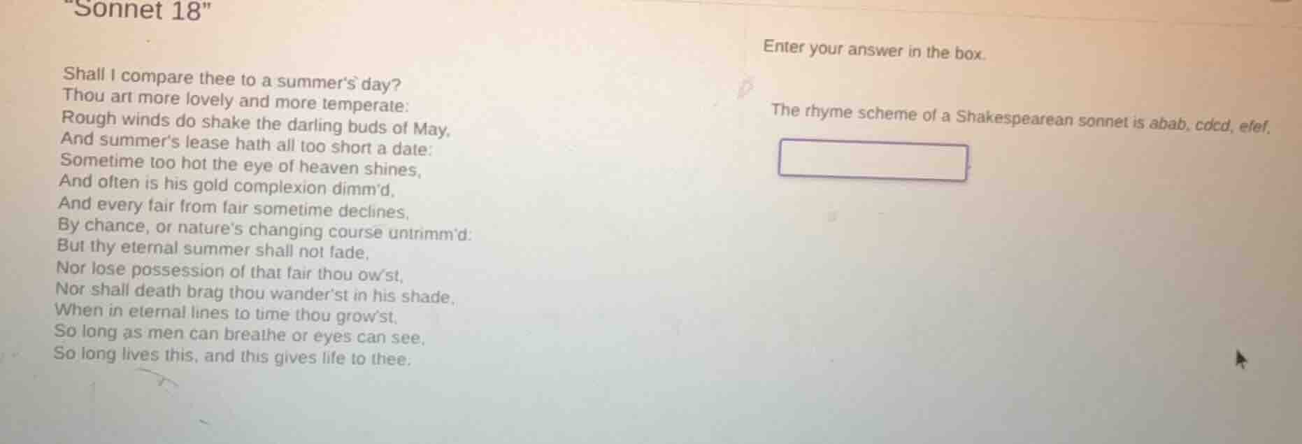 sonnet 18 shall i compare thee to a summer’s day? thou art more lovely …