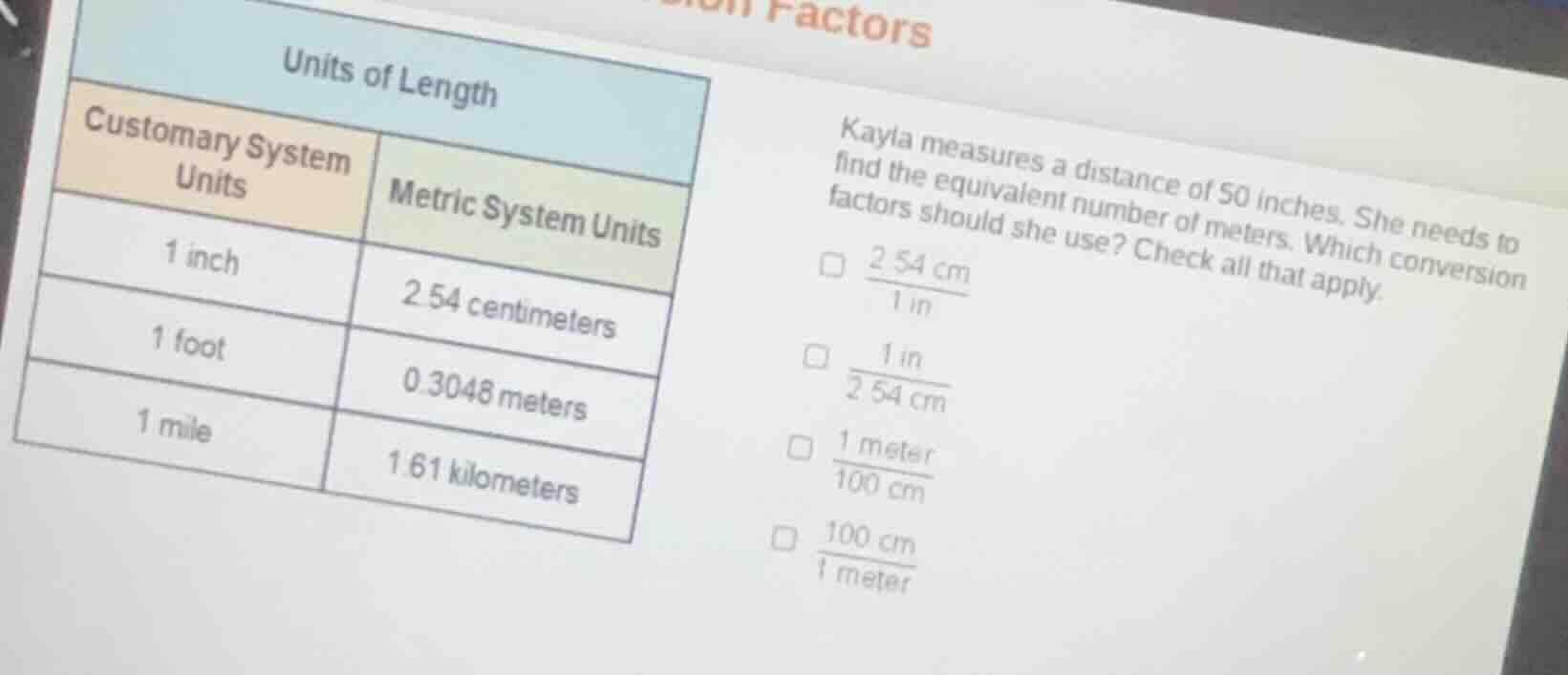 units of length customary system units\tmetric system units 1 inch\t2.5…