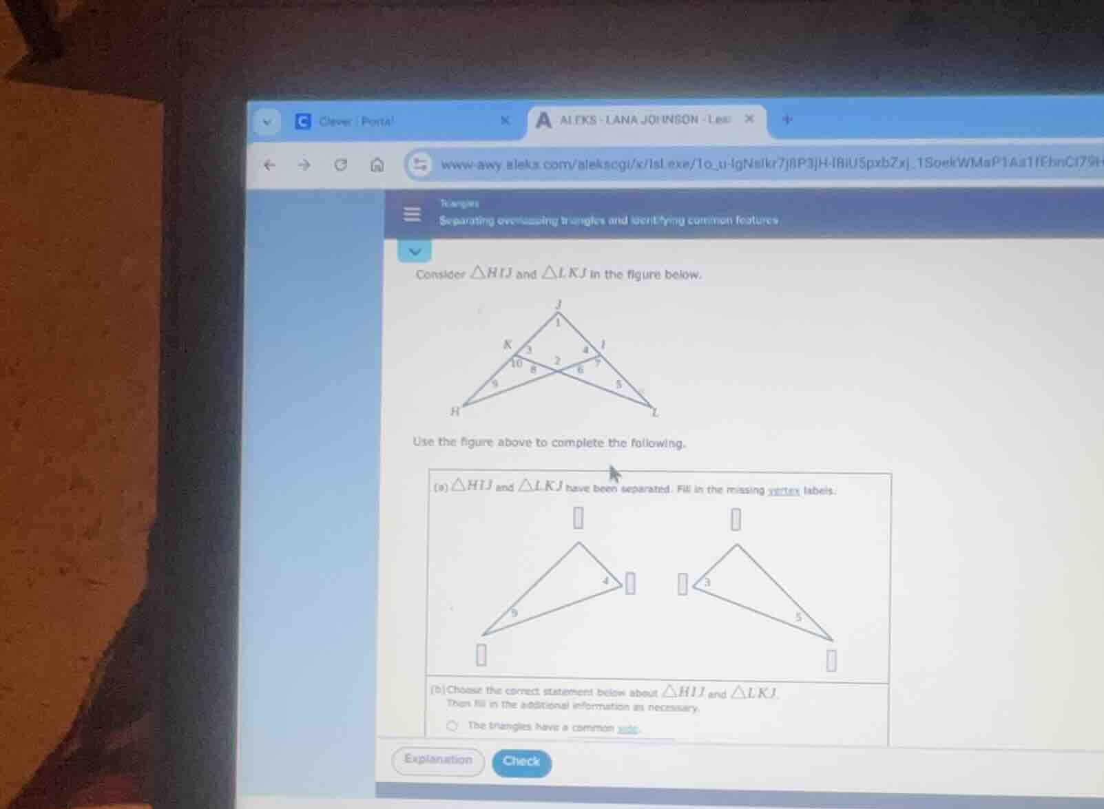 triangles separating overlapping triangles and identifying common featu…