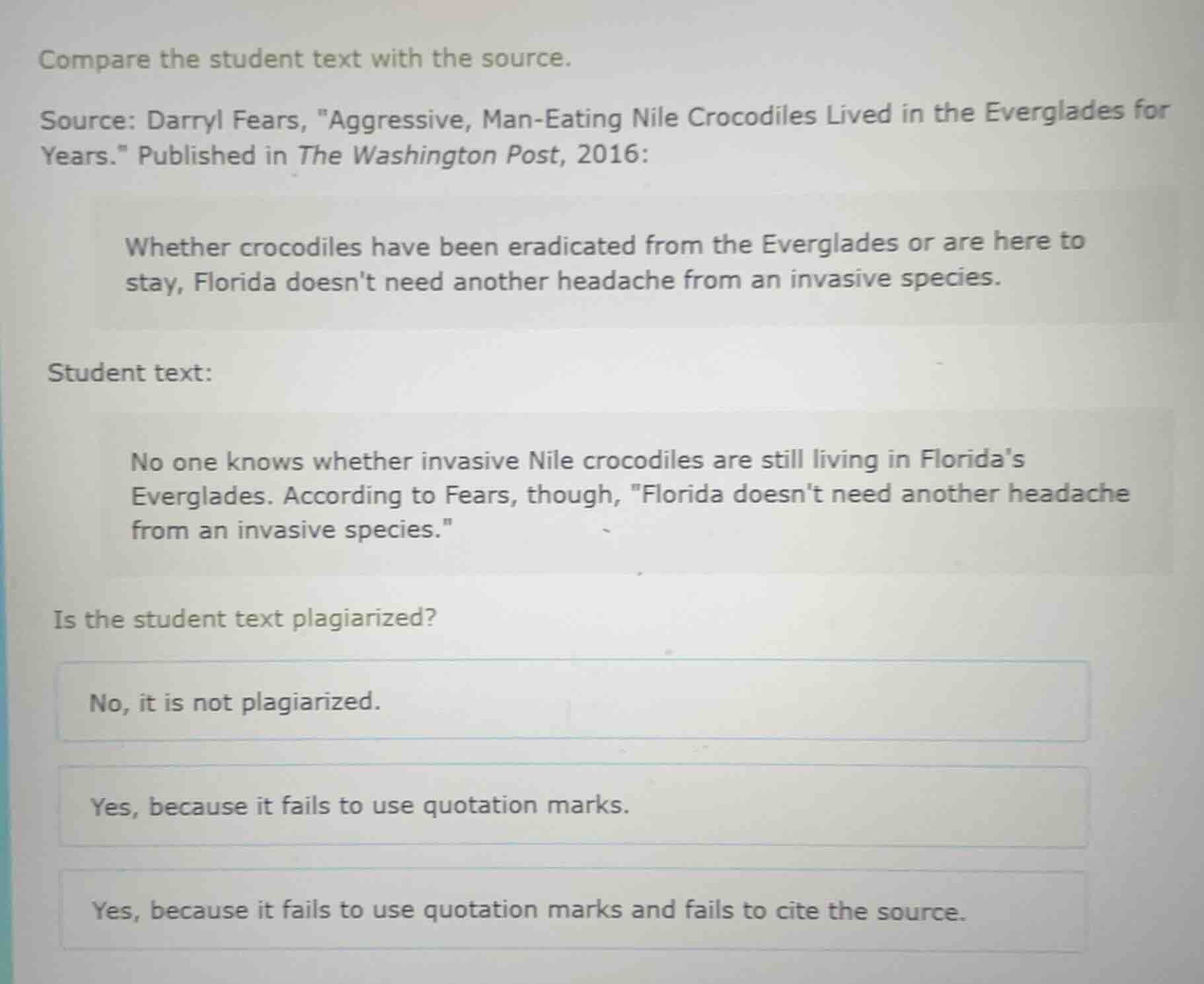 compare the student text with the source. source: darryl fears, \aggres…