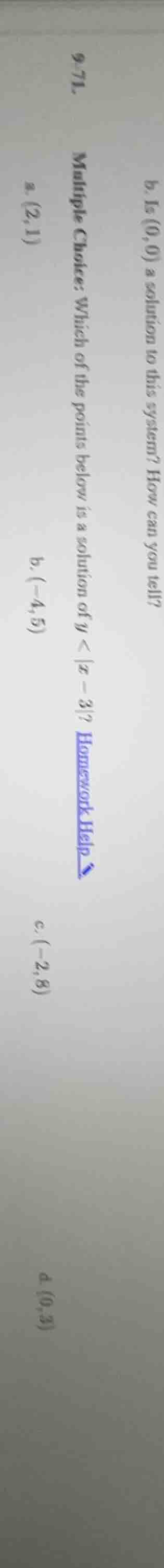 9.71. multiple choice: which of the points below is a solution of ( y <…