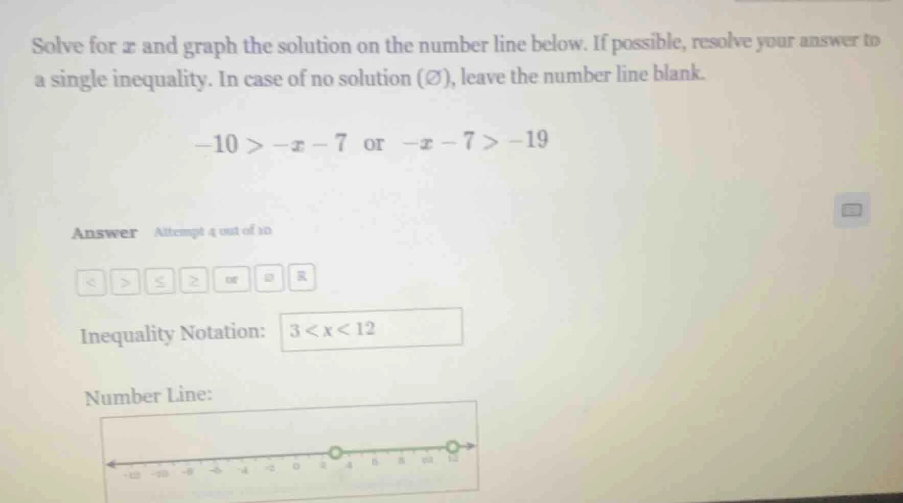 solve for x and graph the solution on the number line below. if possibl…
