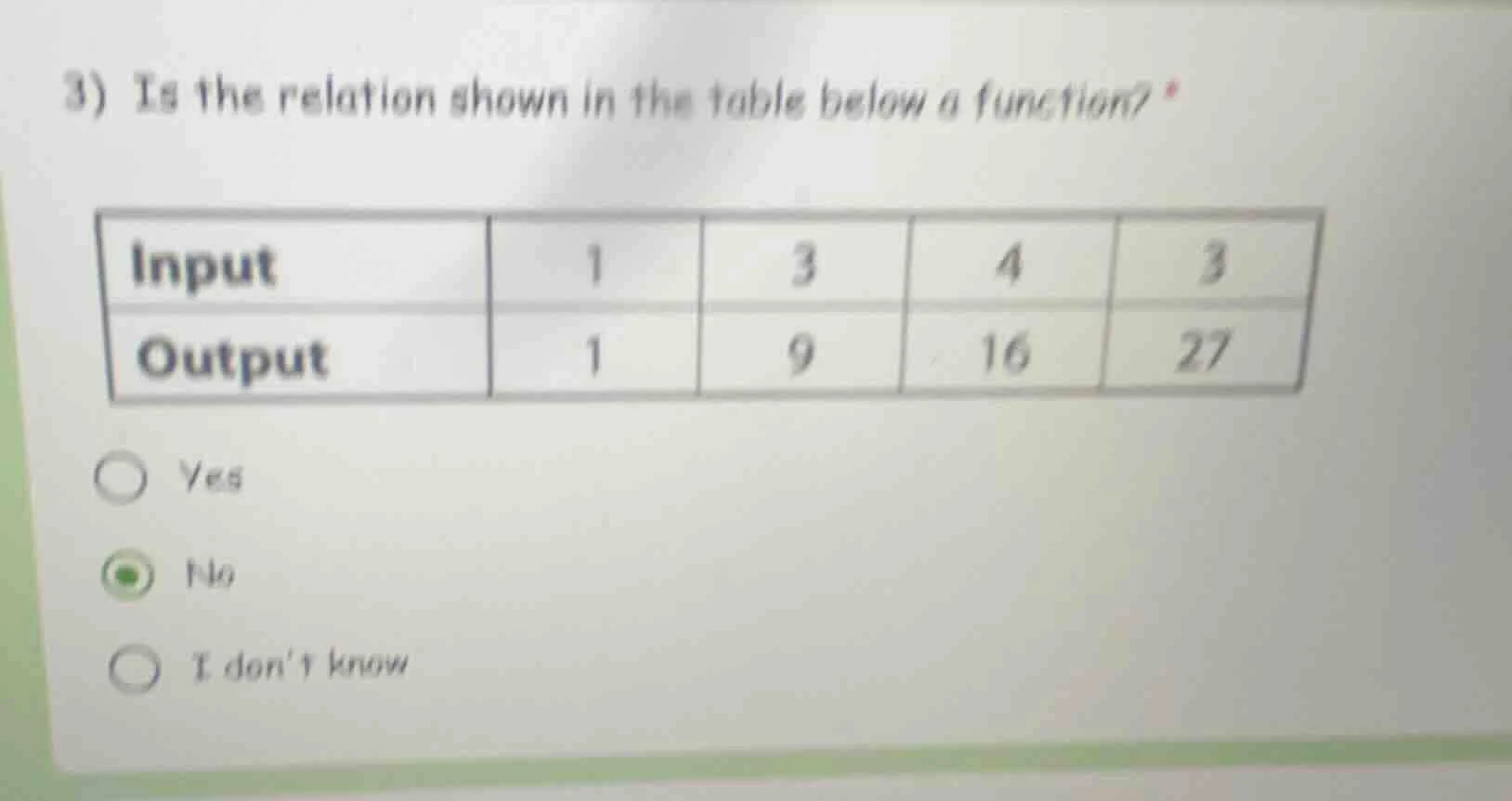3) is the relation shown in the table below a function? input \t1 \t3 \…