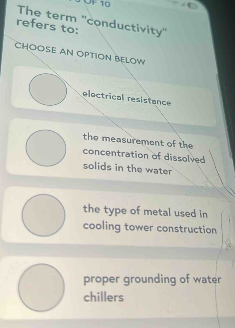 the term \conductivity\ refers to: choose an option below electrical re…