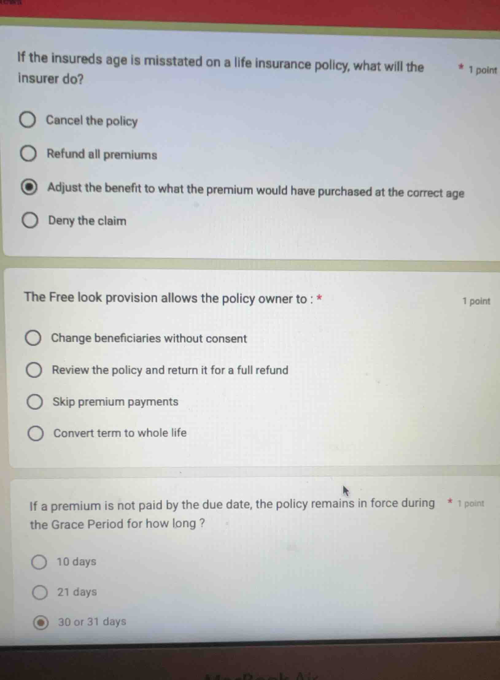 if the insureds age is misstated on a life insurance policy, what will …