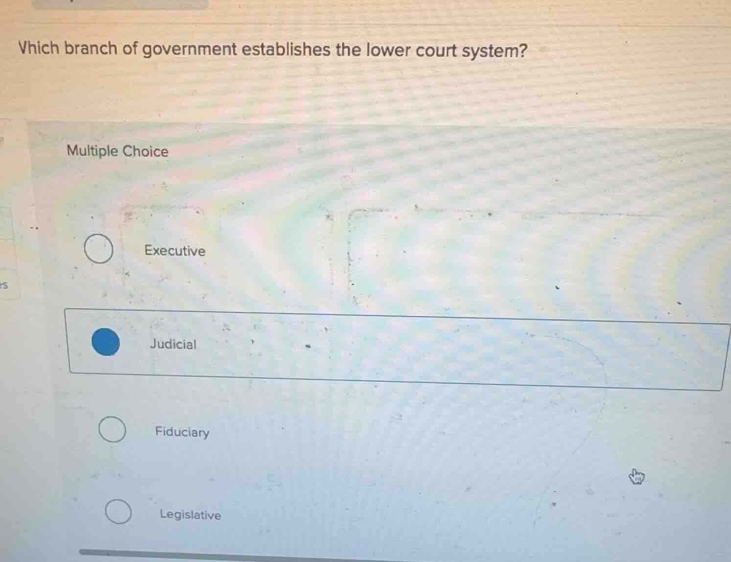 which branch of government establishes the lower court system? multiple…