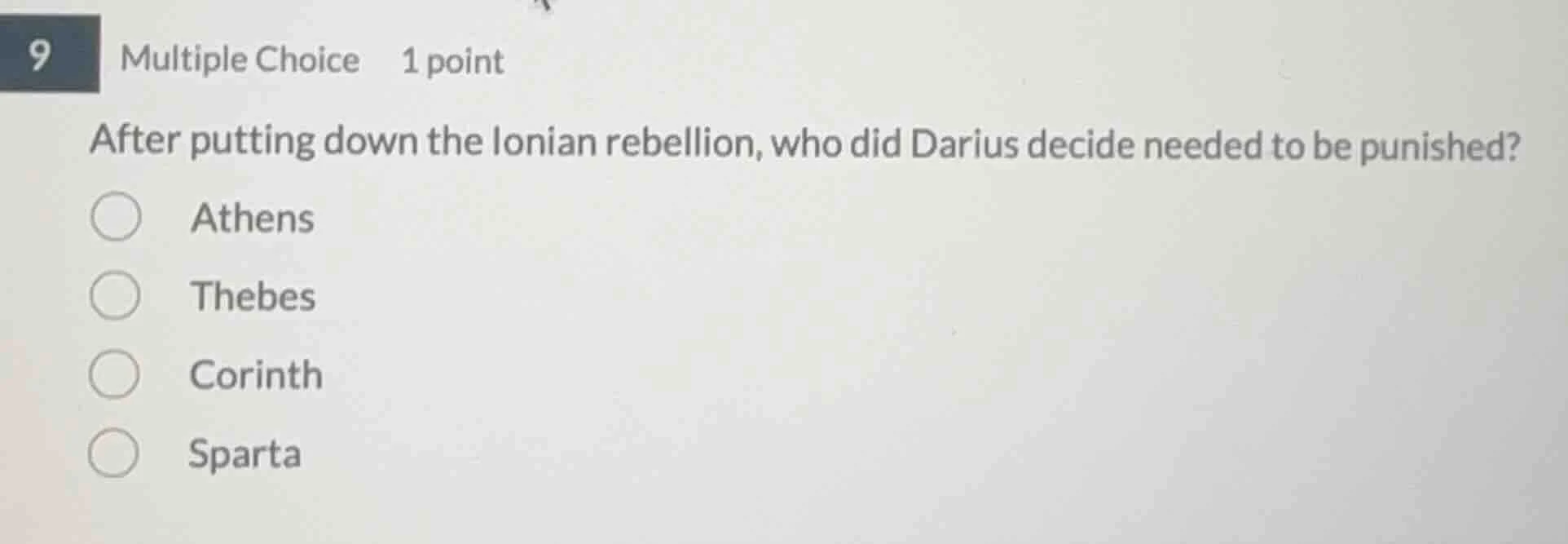 9 multiple choice 1 point after putting down the ionian rebellion, who …