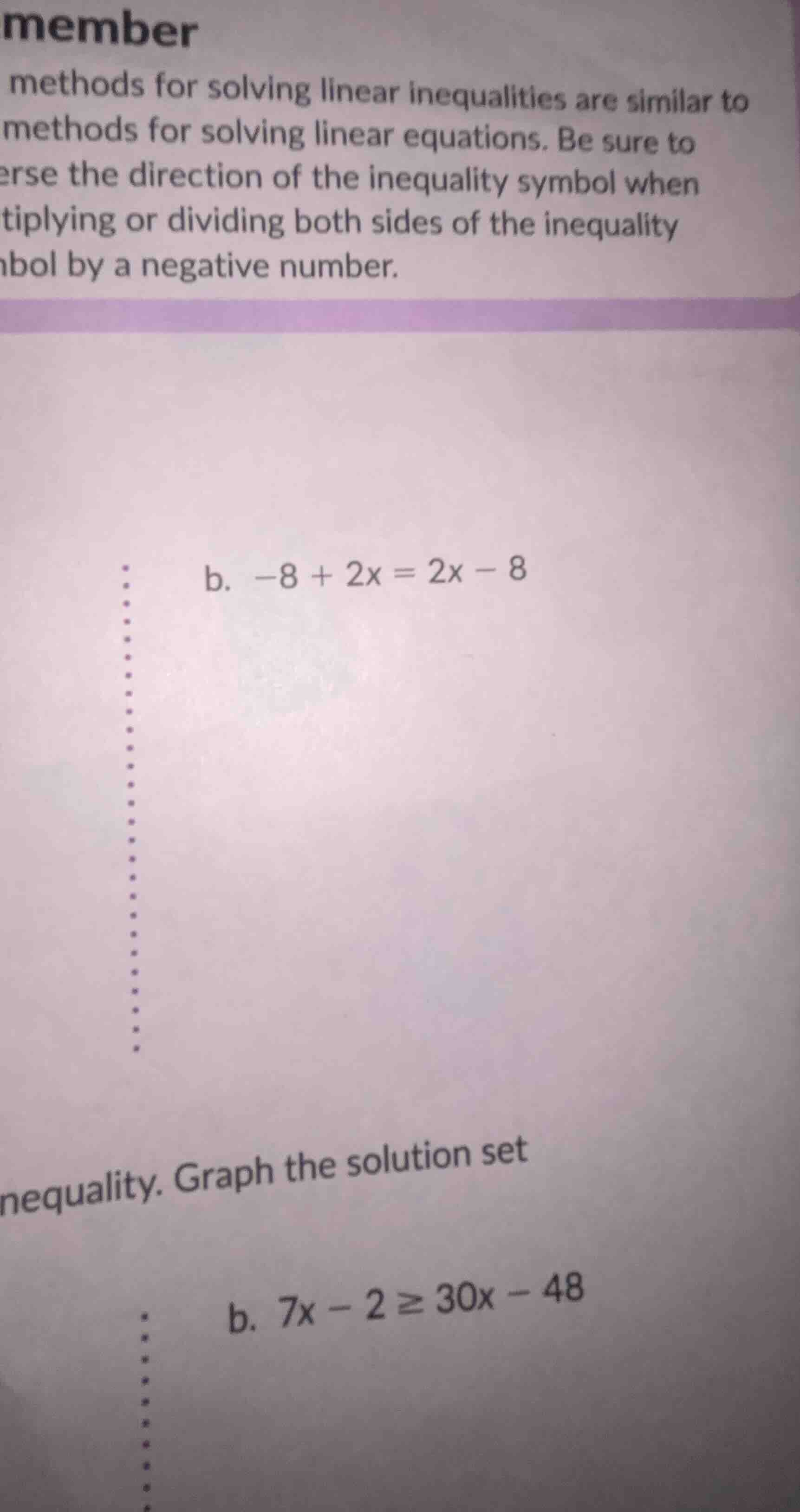 member methods for solving linear inequalities are similar to methods f…