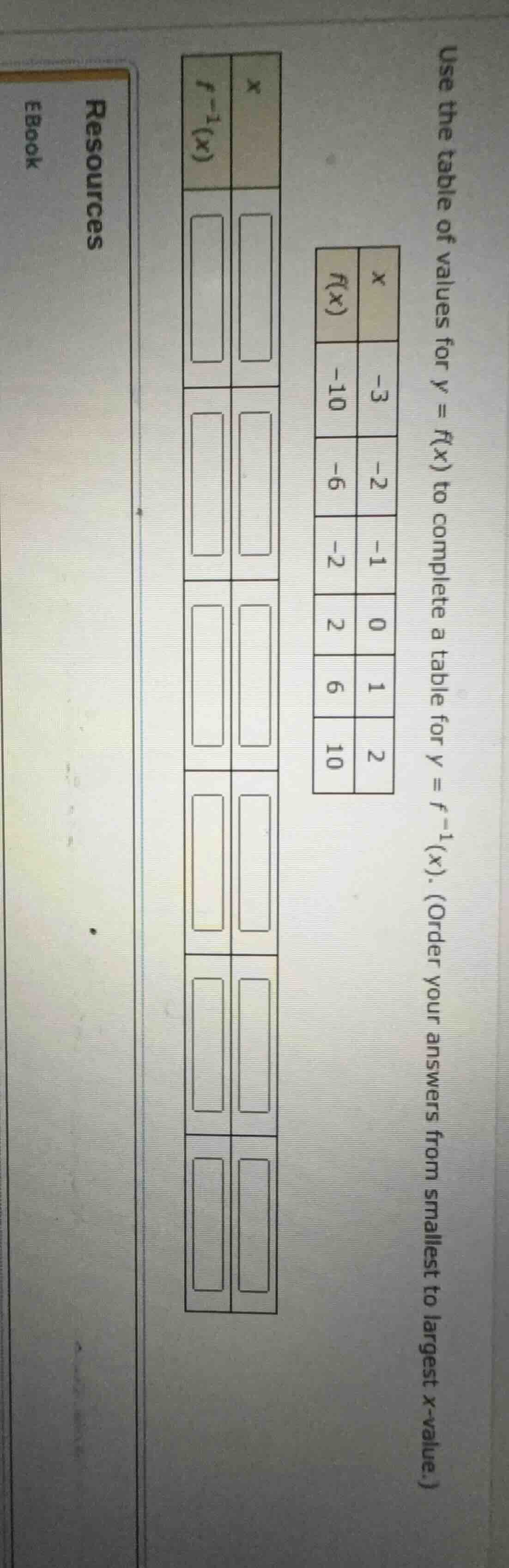 use the table of values for ( y = f(x) ) to complete a table for ( y = …