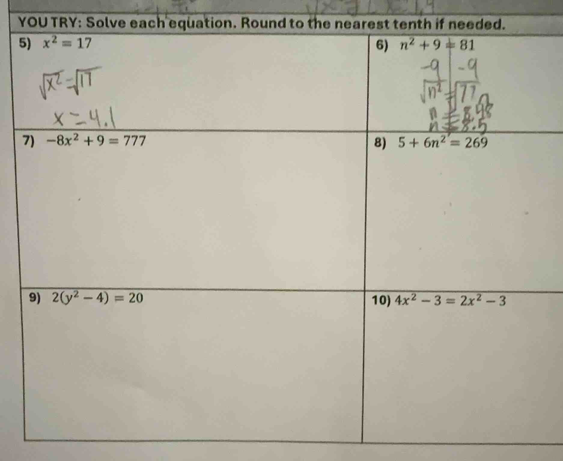 you try: solve each equation. round to the nearest tenth if needed. 5) …