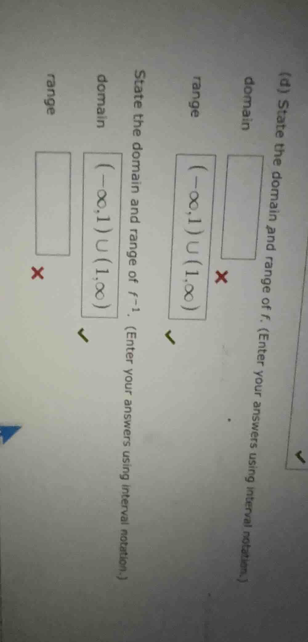 (d) state the domain and range of f. (enter your answers using interval…