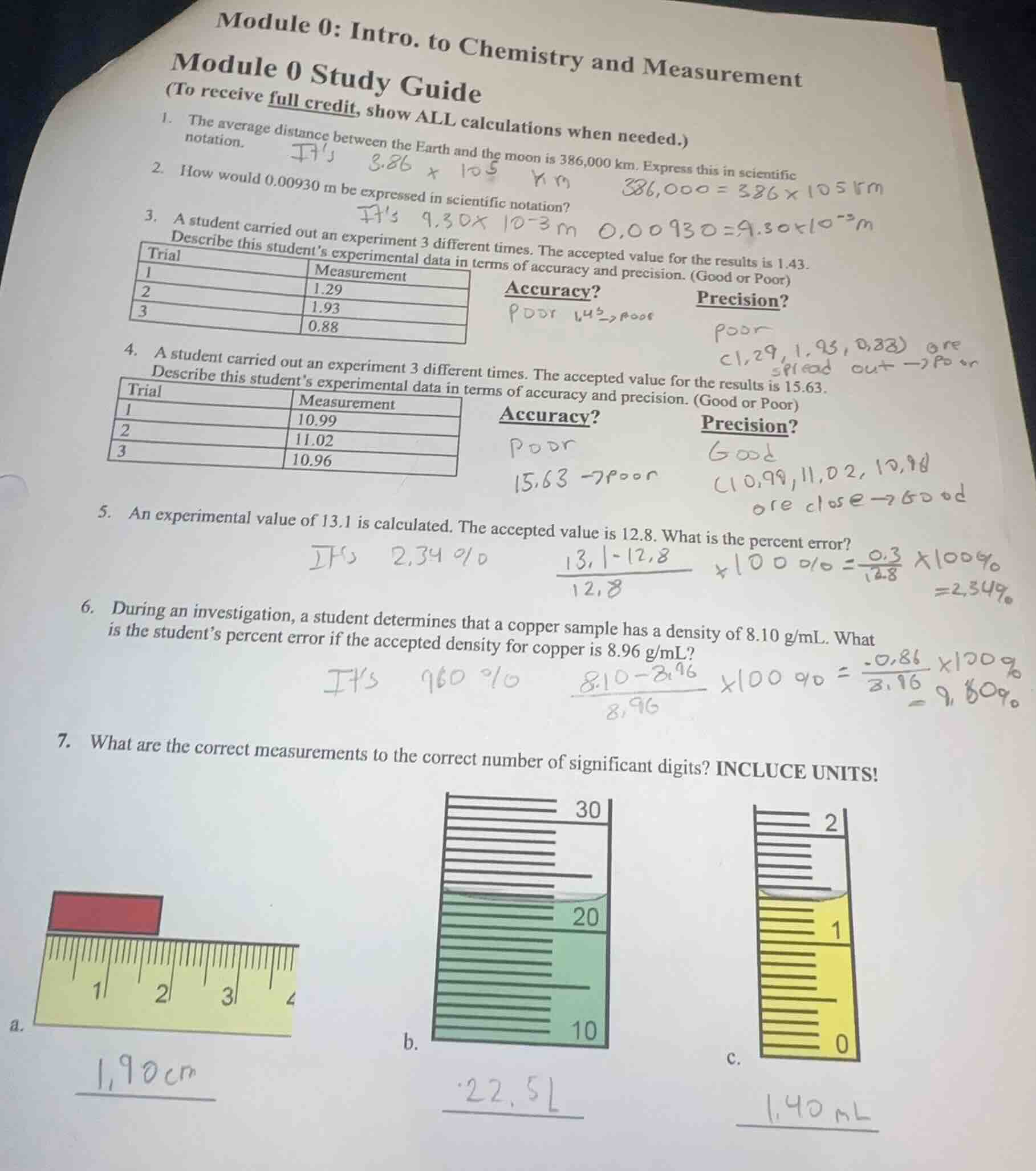 module 0: intro. to chemistry and measurement module 0 study guide (to …