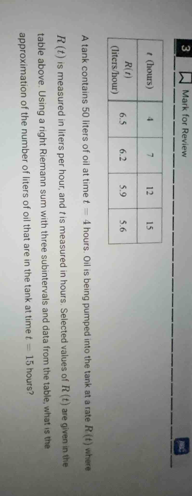 a tank contains 50 liters of oil at time ( t = 4 ) hours. oil is being …