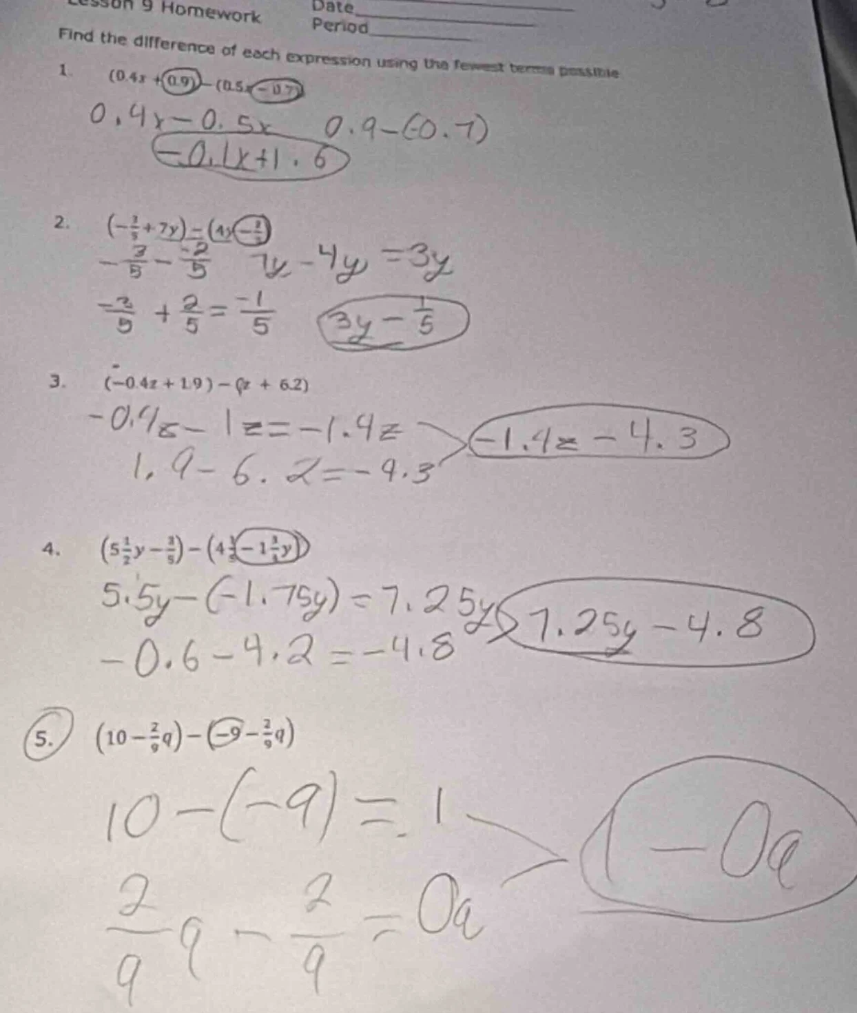 lesson 9 homework date___________ period________ find the difference of…