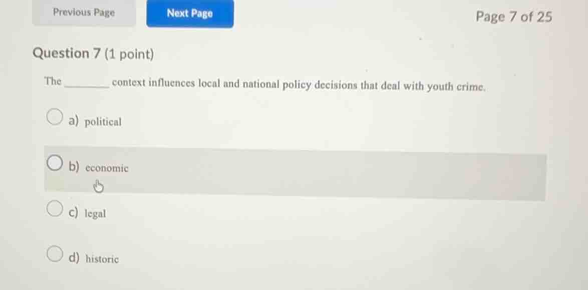 question 7 (1 point) the ______ context influences local and national p…