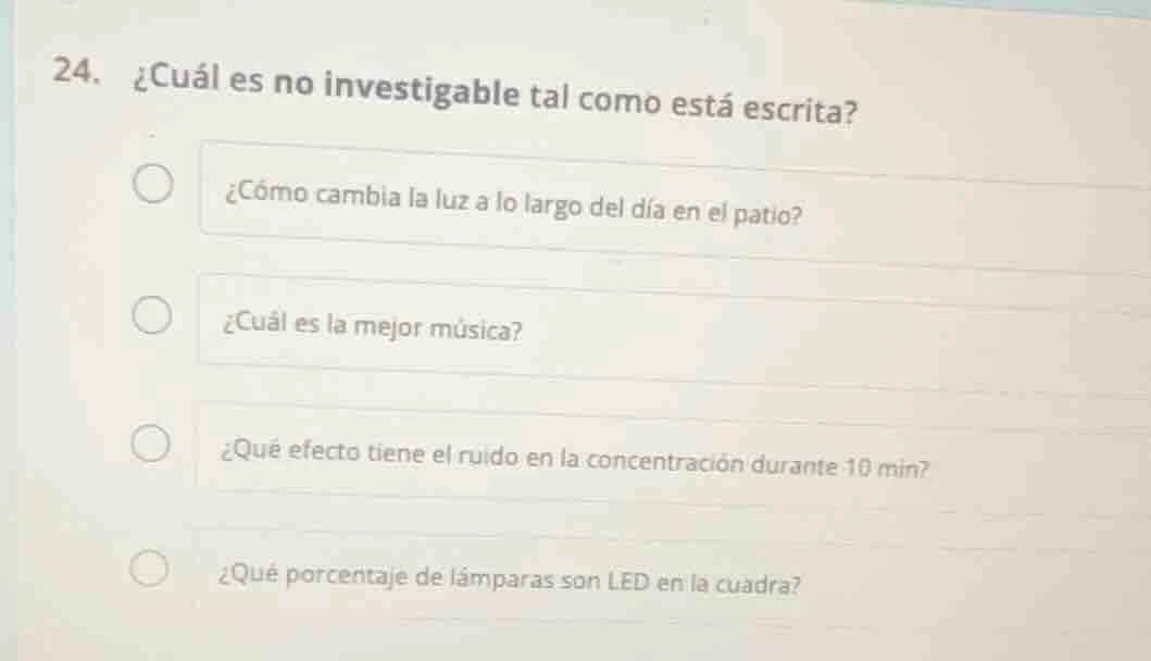 24. ¿cuál es no investigable tal como está escrita? ¿cómo cambia la luz…