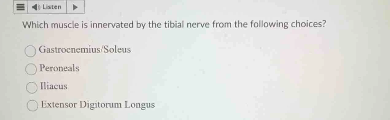 which muscle is innervated by the tibial nerve from the following choic…