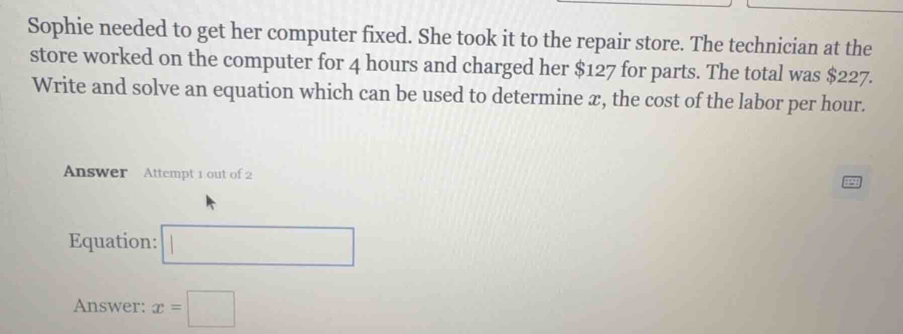 sophie needed to get her computer fixed. she took it to the repair stor…