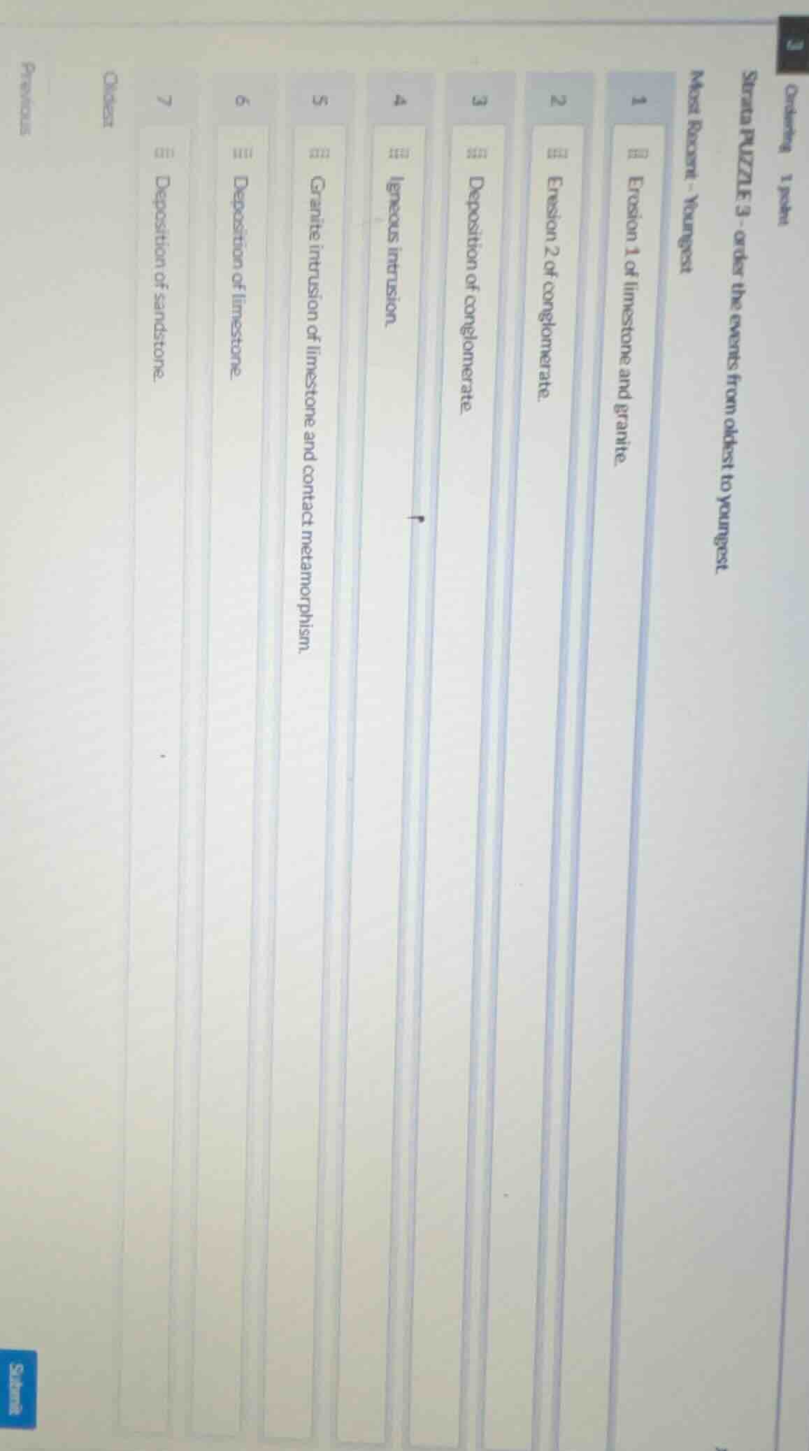 ordering 1 point strata puzzle 3 - order the events from oldest to youn…