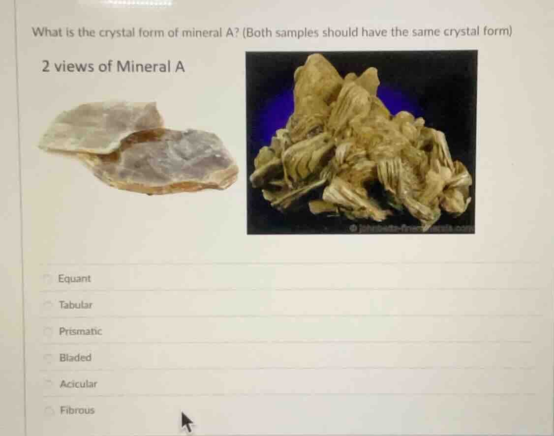 what is the crystal form of mineral a? (both samples should have the sa…