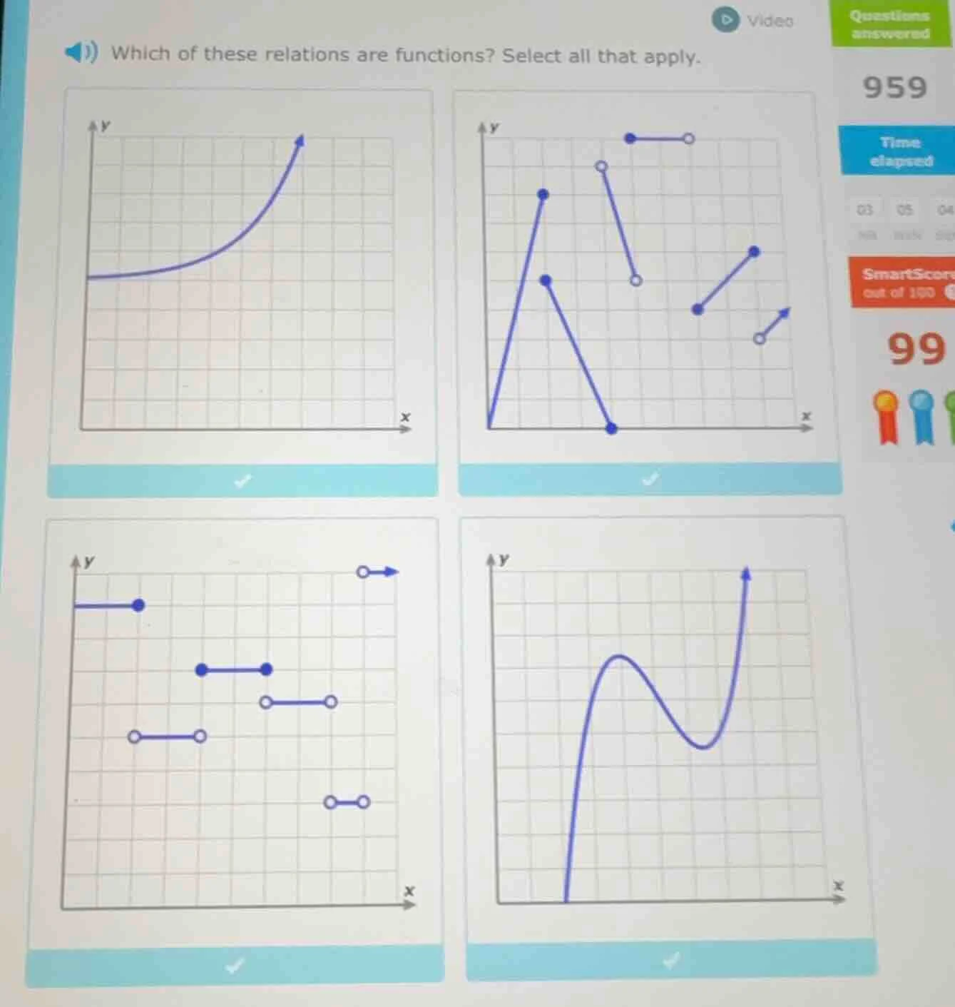 which of these relations are functions? select all that apply.