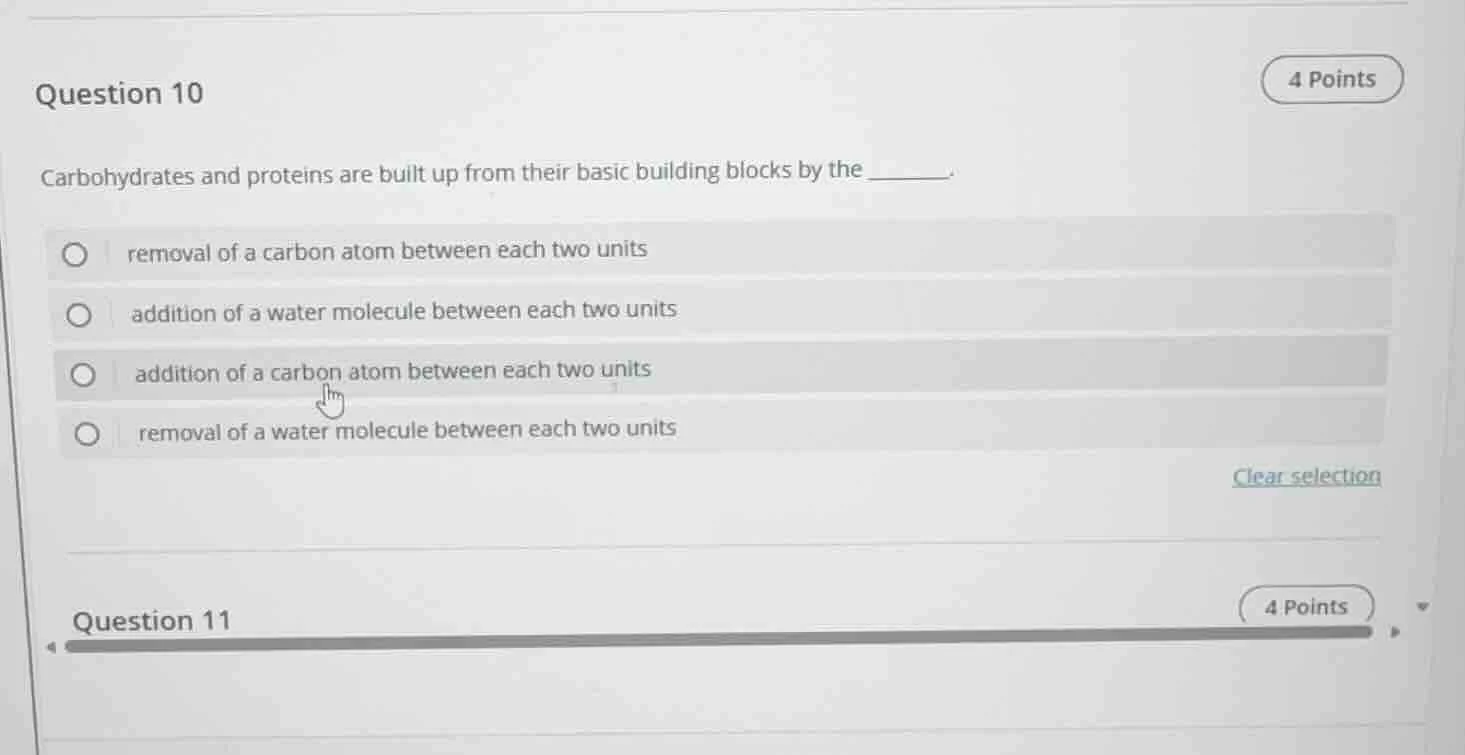 question 10 carbohydrates and proteins are built up from their basic bu…