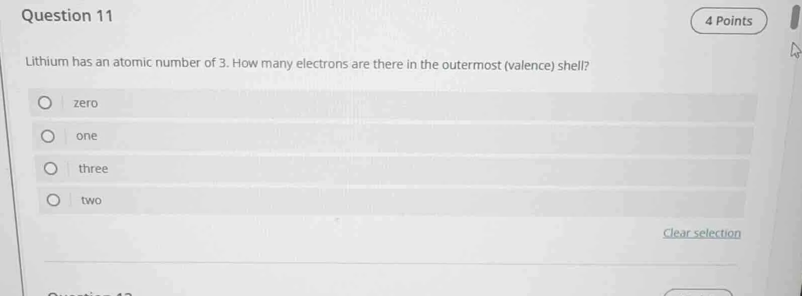 question 11 4 points lithium has an atomic number of 3. how many electr…