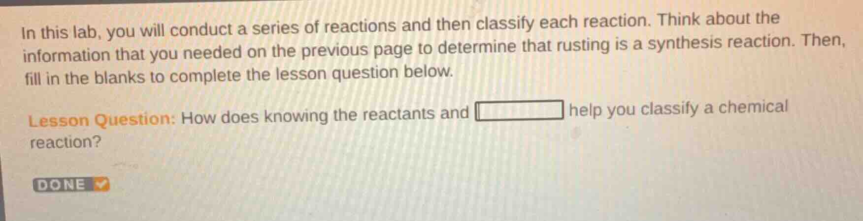 in this lab, you will conduct a series of reactions and then classify e…