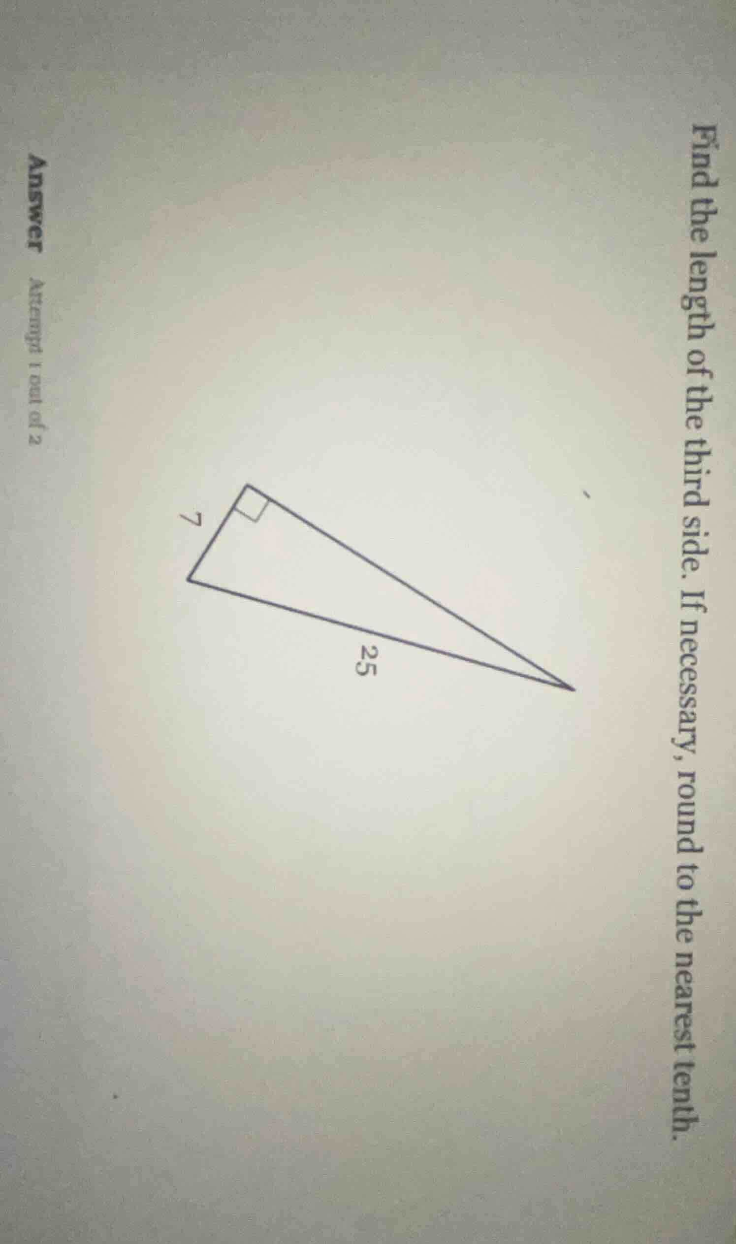 find the length of the third side. if necessary, round to the nearest t…