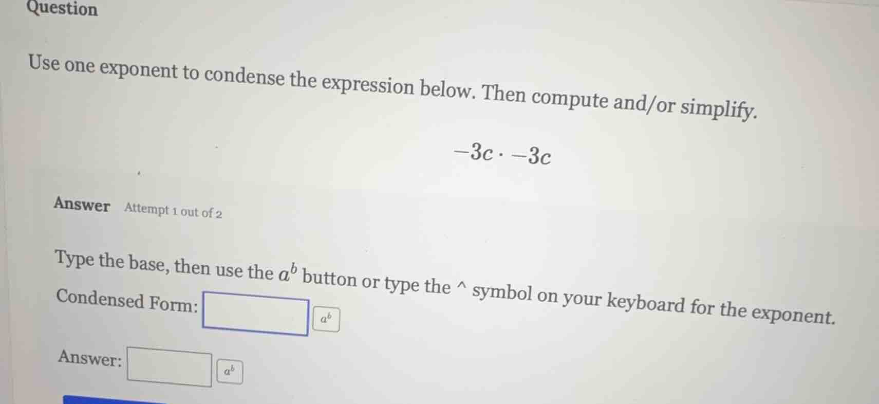 question use one exponent to condense the expression below. then comput…