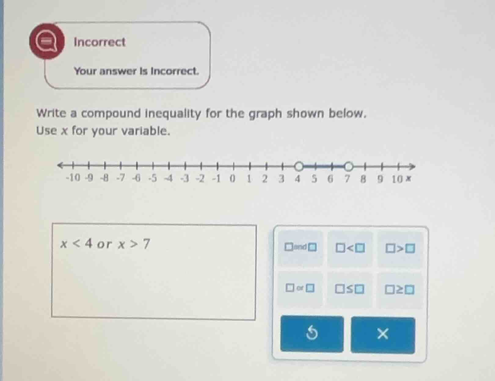 incorrect your answer is incorrect. write a compound inequality for the…