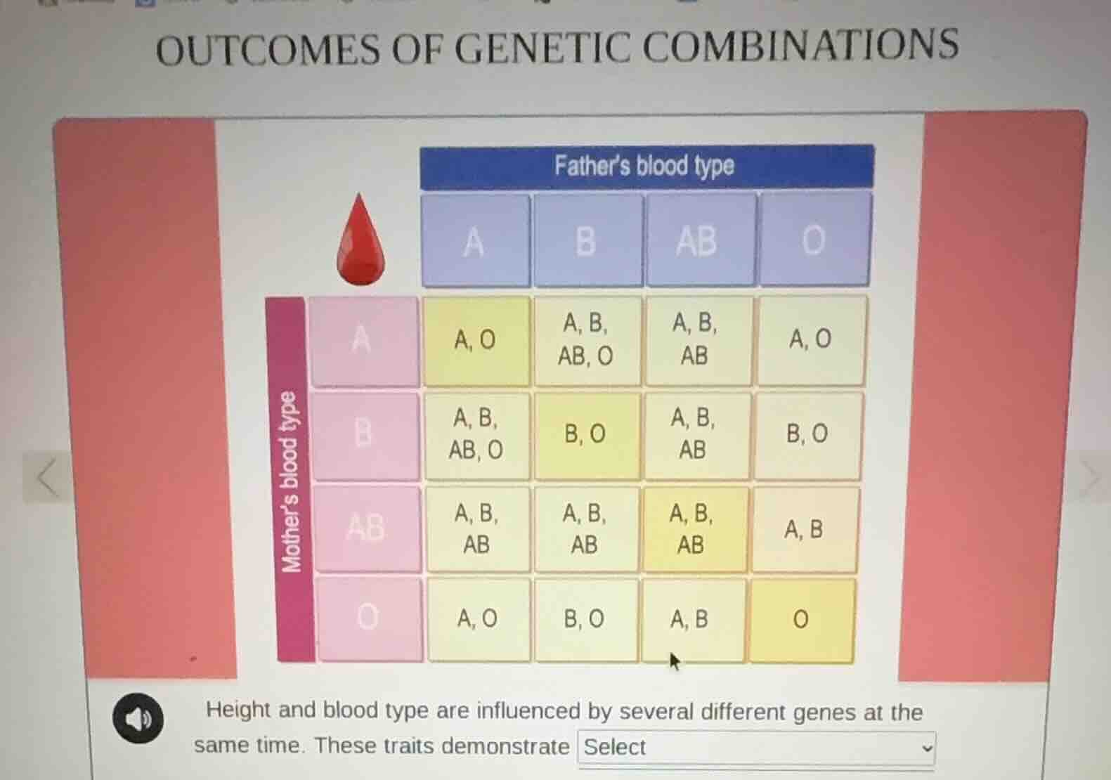 outcomes of genetic combinations height and blood type are influenced b…