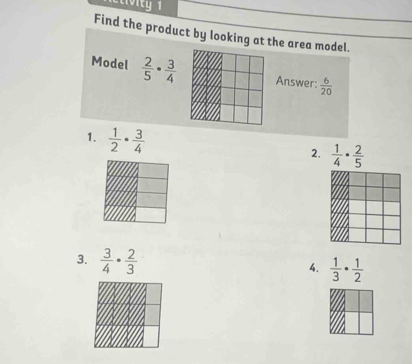activity 1 find the product by looking at the area model. model (\frac{…