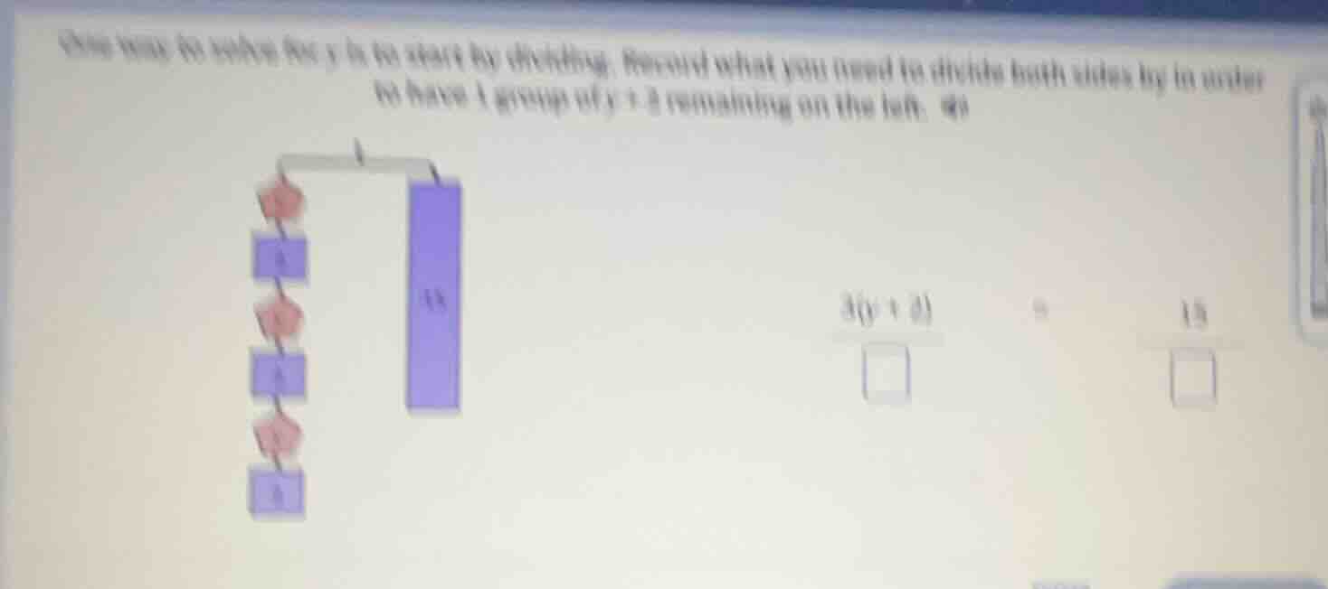 one way to solve for y is to start by dividing. record what you need to…