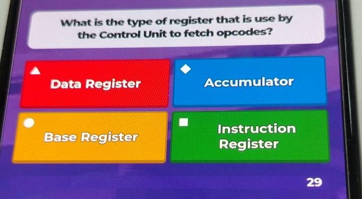 what is the type of register that is use by the control unit to fetch o…