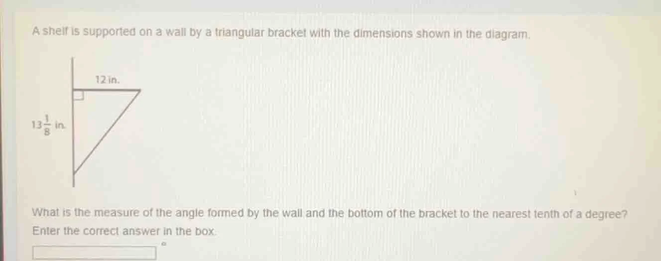a shelf is supported on a wall by a triangular bracket with the dimensi…