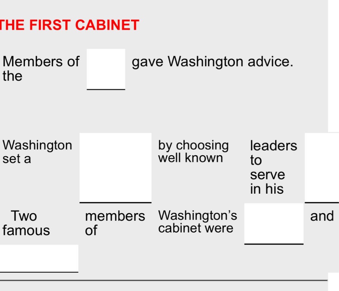 the first cabinet members of the gave washington advice. washington set…