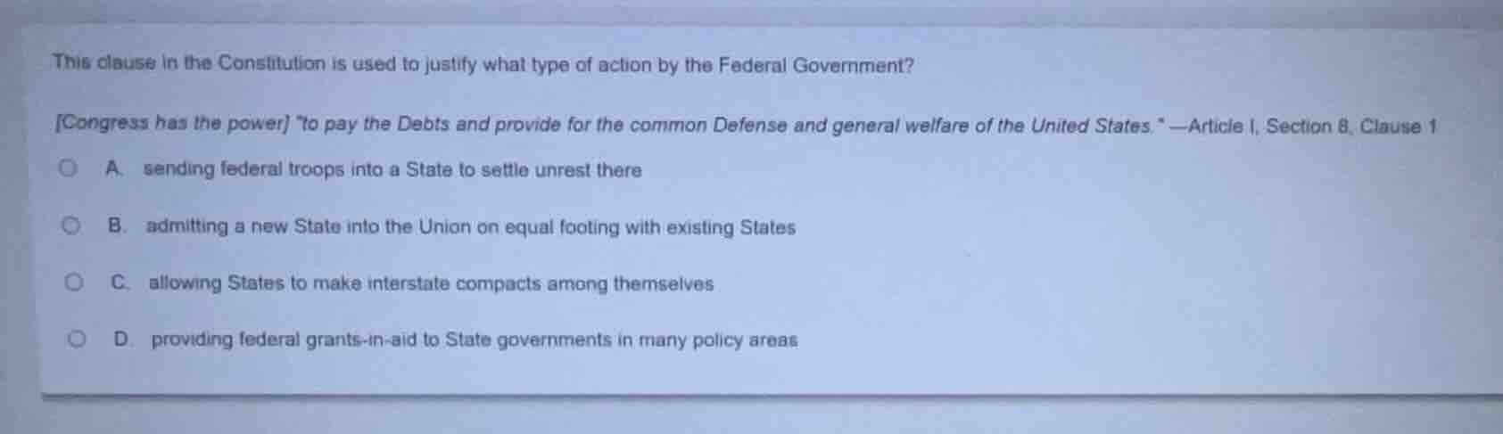 this clause in the constitution is used to justify what type of action …