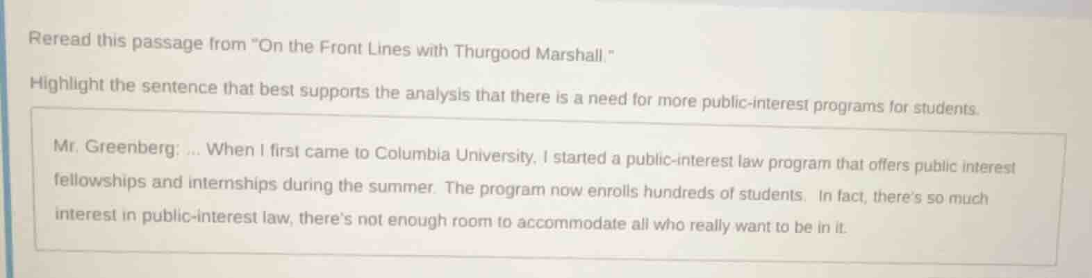 reread this passage from \on the front lines with thurgood marshall.\ h…