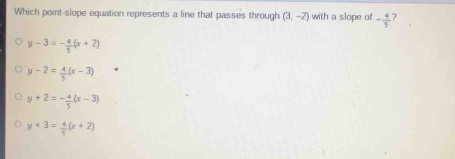 which point - slope equation represents a line that passes through (3, …