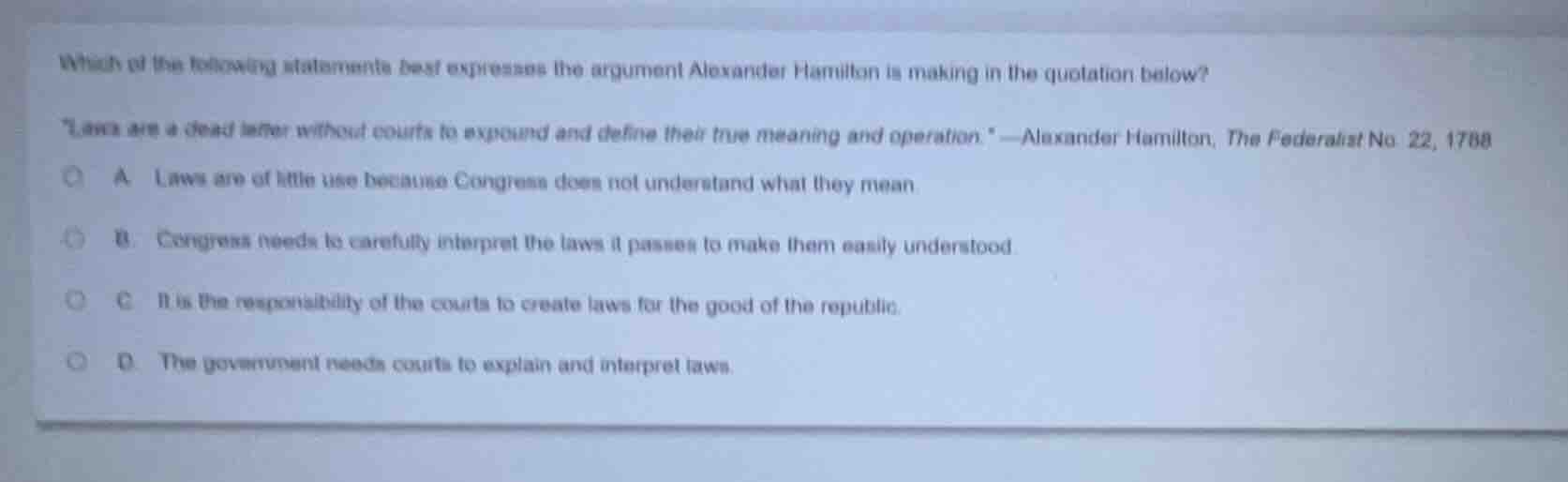 which of the following statements best expresses the argument alexander…