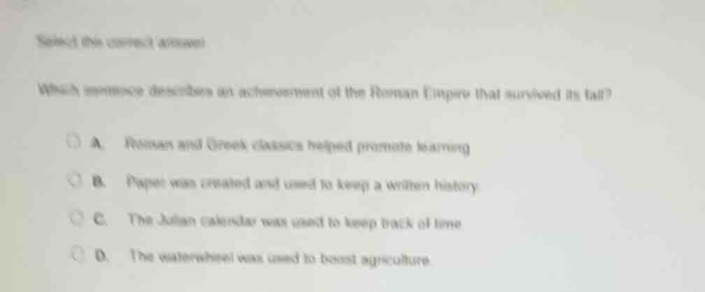 select the correct answer which sentence describes an achievement of th…