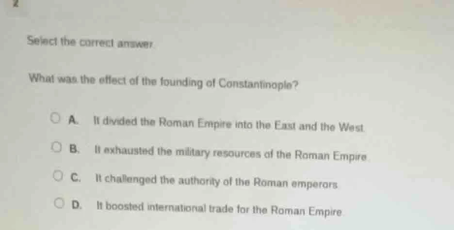 select the correct answer what was the effect of the founding of consta…