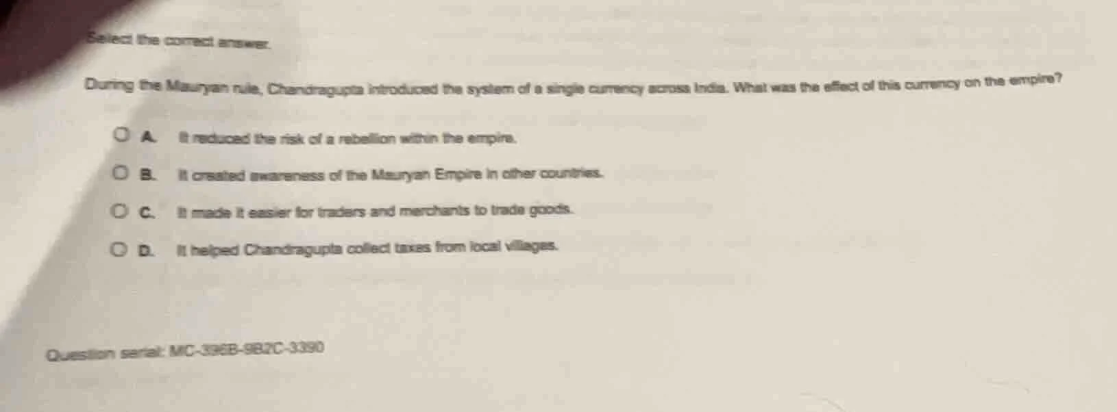 select the correct answer. during the mauryan rule, chandragupta introd…