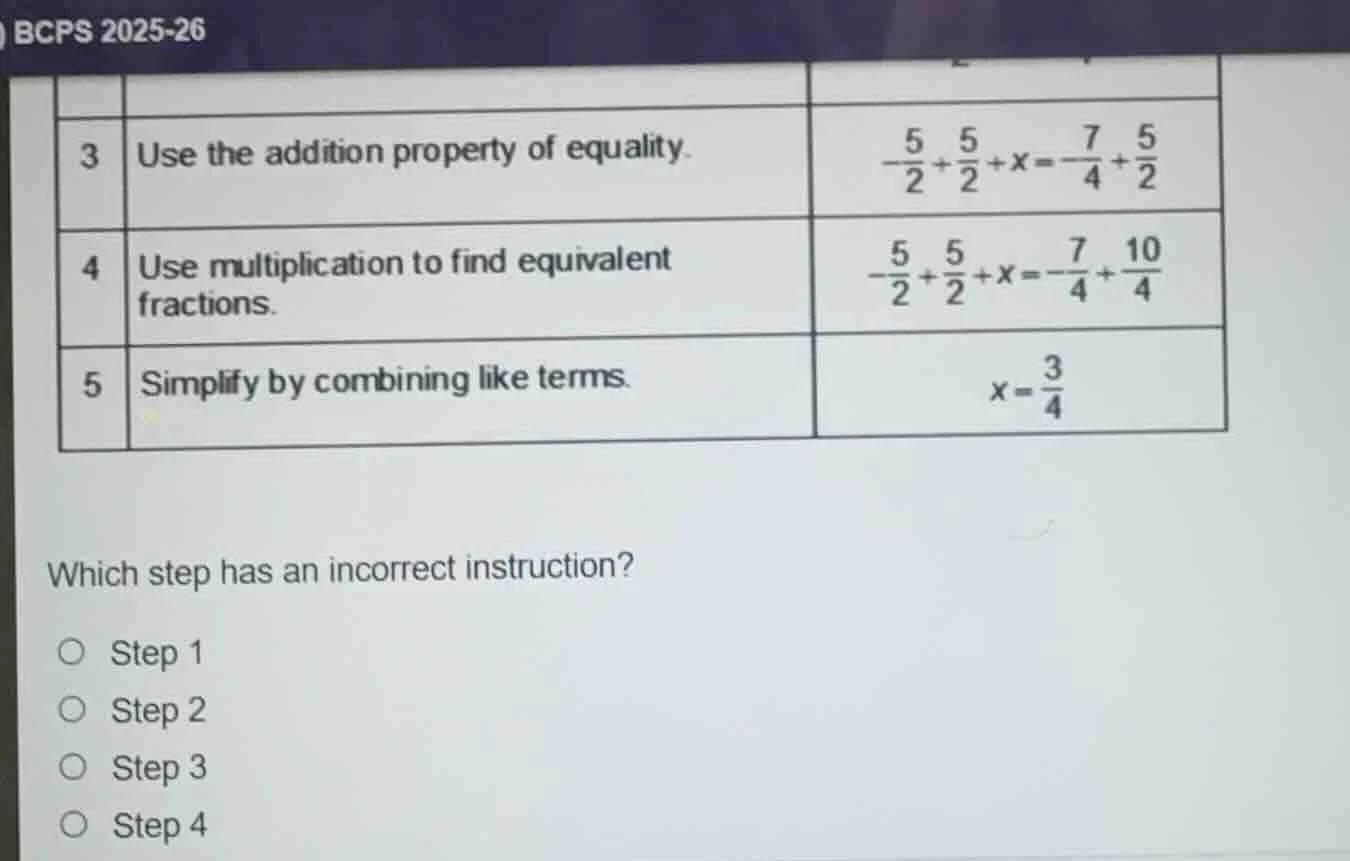 bcps 2025-26 3 use the addition property of equality. (\boldsymbol{-\fr…